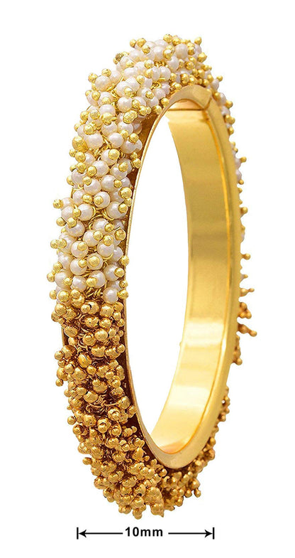 & One Gram Gold Plated Pearl & Gold Bead Bangle