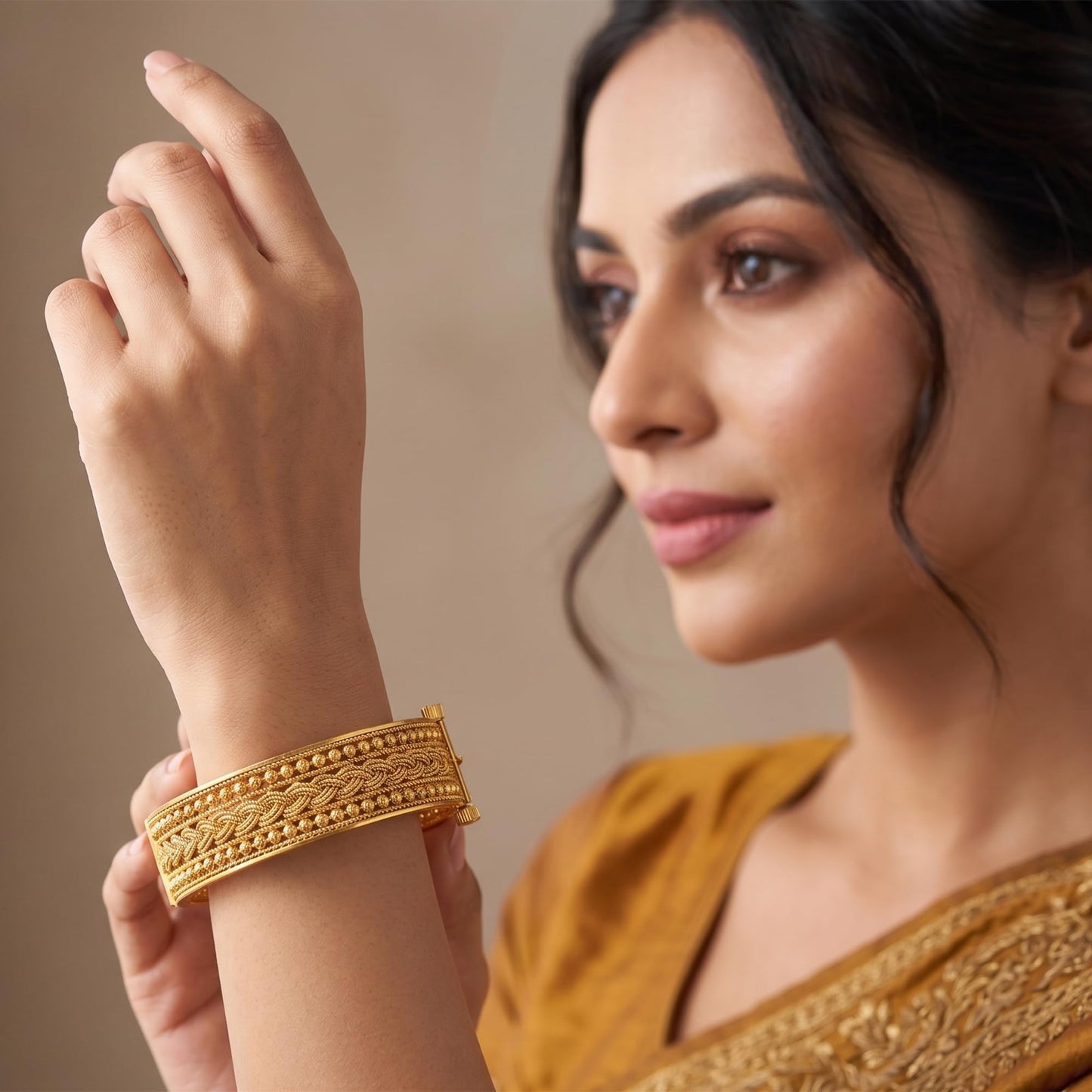 One Gram Gold Plated Openable Kada (2.6 Size)
