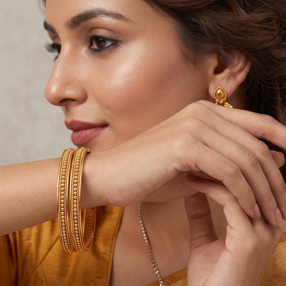One Gram Gold Plated Bead Bangle Set