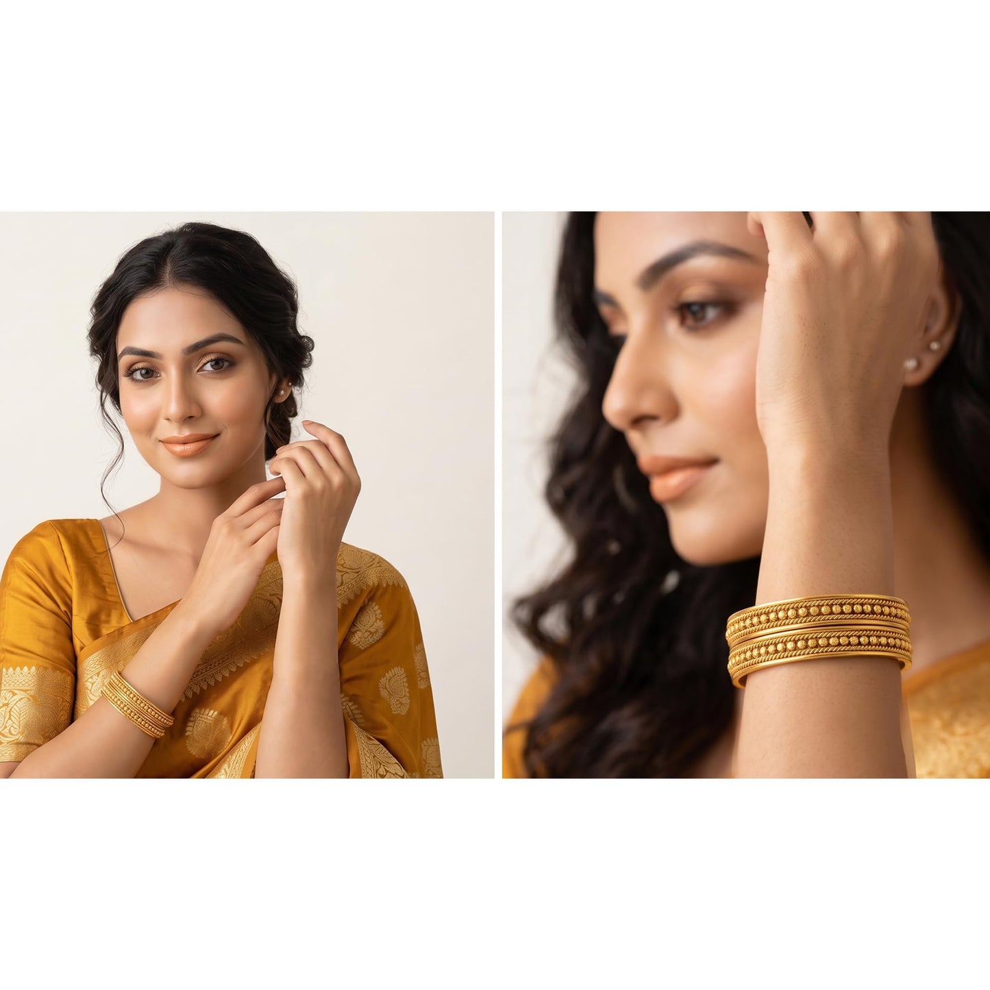 One Gram Gold Plated Bead Bangle Set