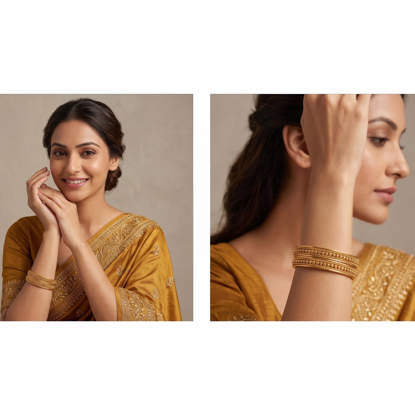 One Gram Gold Plated Bead Bangle Set