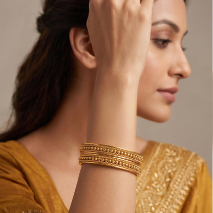 One Gram Gold Plated Bead Bangle Set