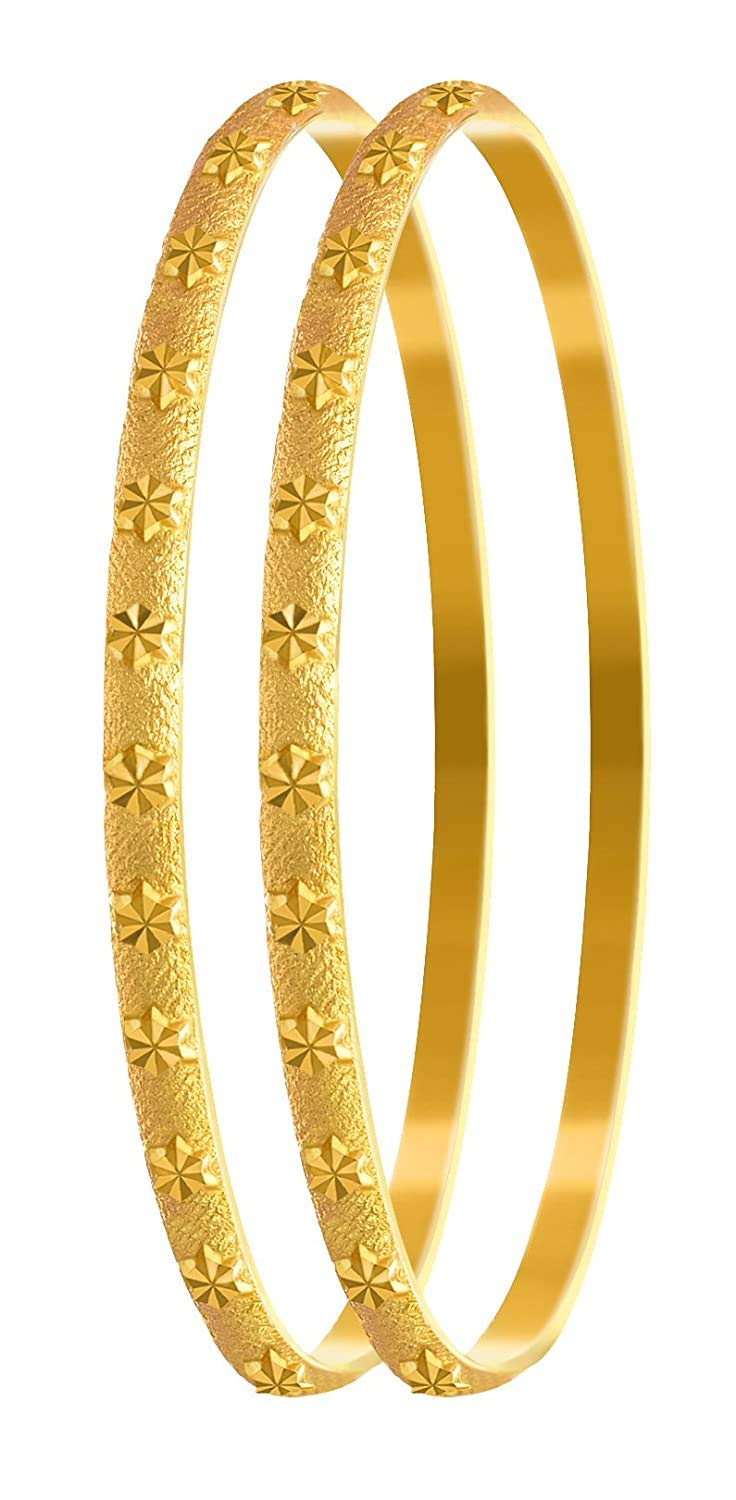 One Gram Gold Plated Design Bangle Set (Set Of 2)