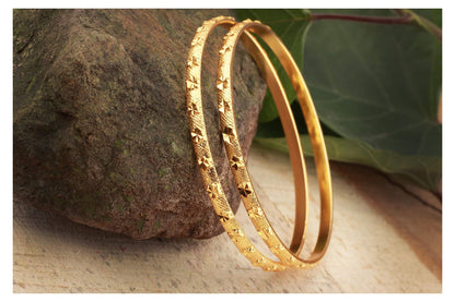 One Gram Gold Plated Design Bangle Set (Set Of 2)