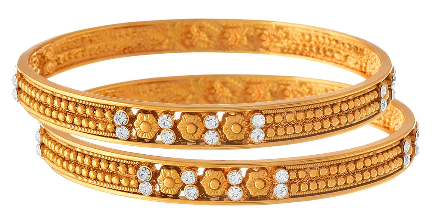 One Gram Gold Plated Diamonds Bangle Set