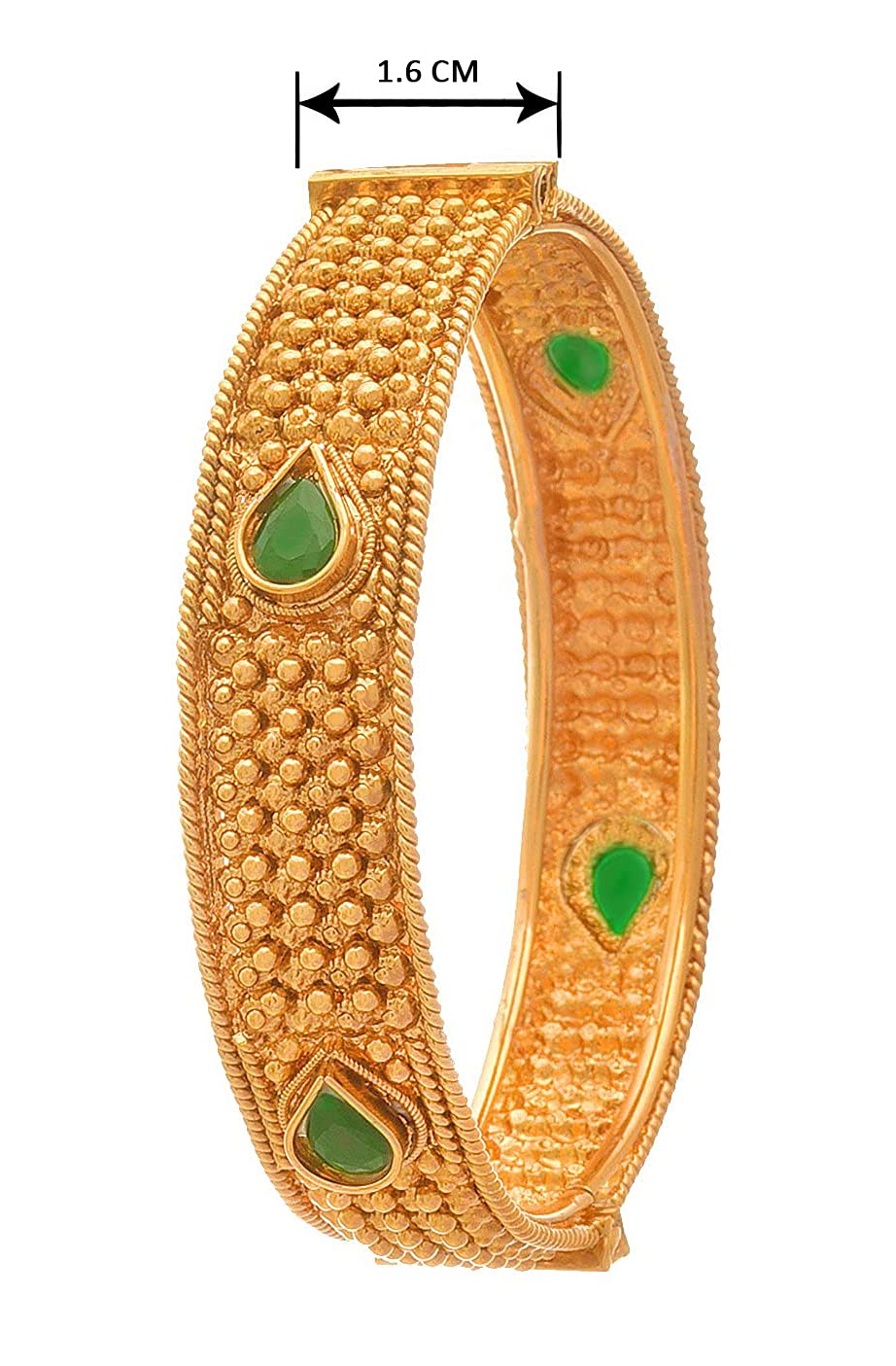 One Gram Glod Plated Green Stone Openable Bangle Kada