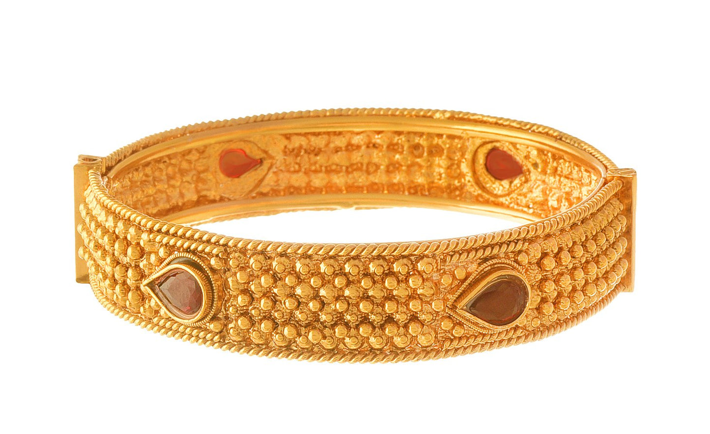 One Gram Glod Plated Red Stone Openable Bangle Kada