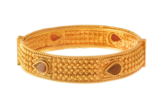 One Gram Glod Plated Red Stone Openable Bangle Kada