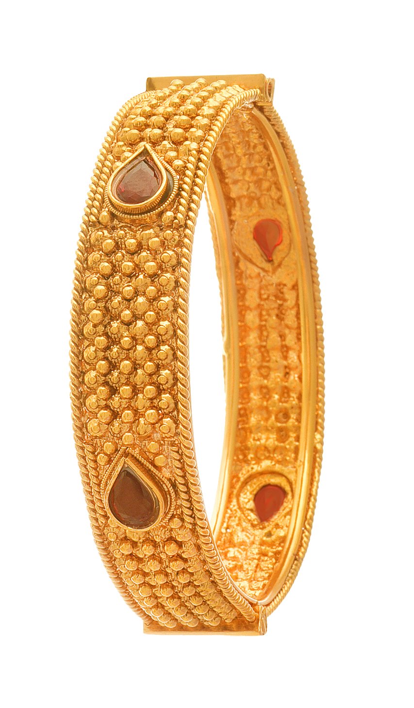 One Gram Glod Plated Red Stone Openable Bangle Kada