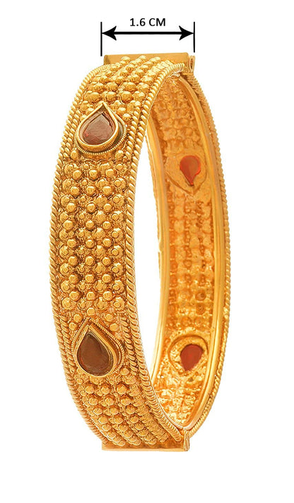 One Gram Glod Plated Red Stone Openable Bangle Kada