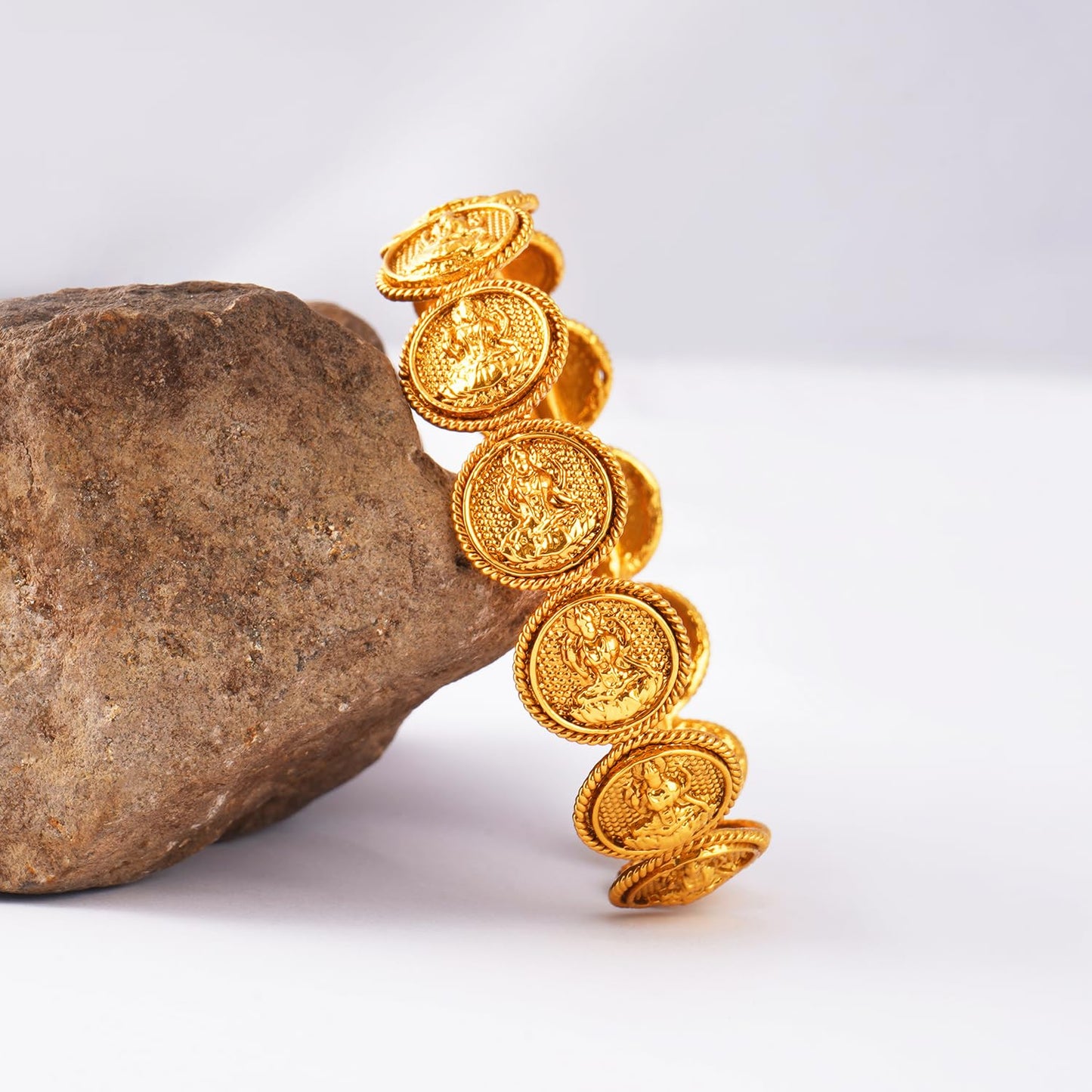 Magnificent Mahalaxmi Golden Gold Coin Copper Bangle