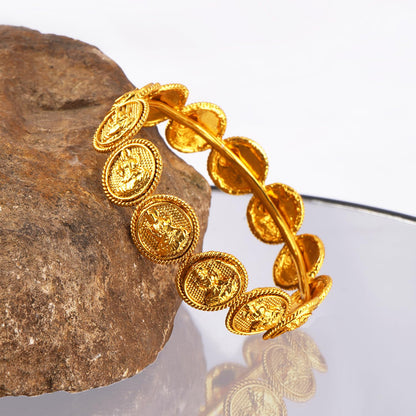 Magnificent Mahalaxmi Golden Gold Coin Copper Bangle