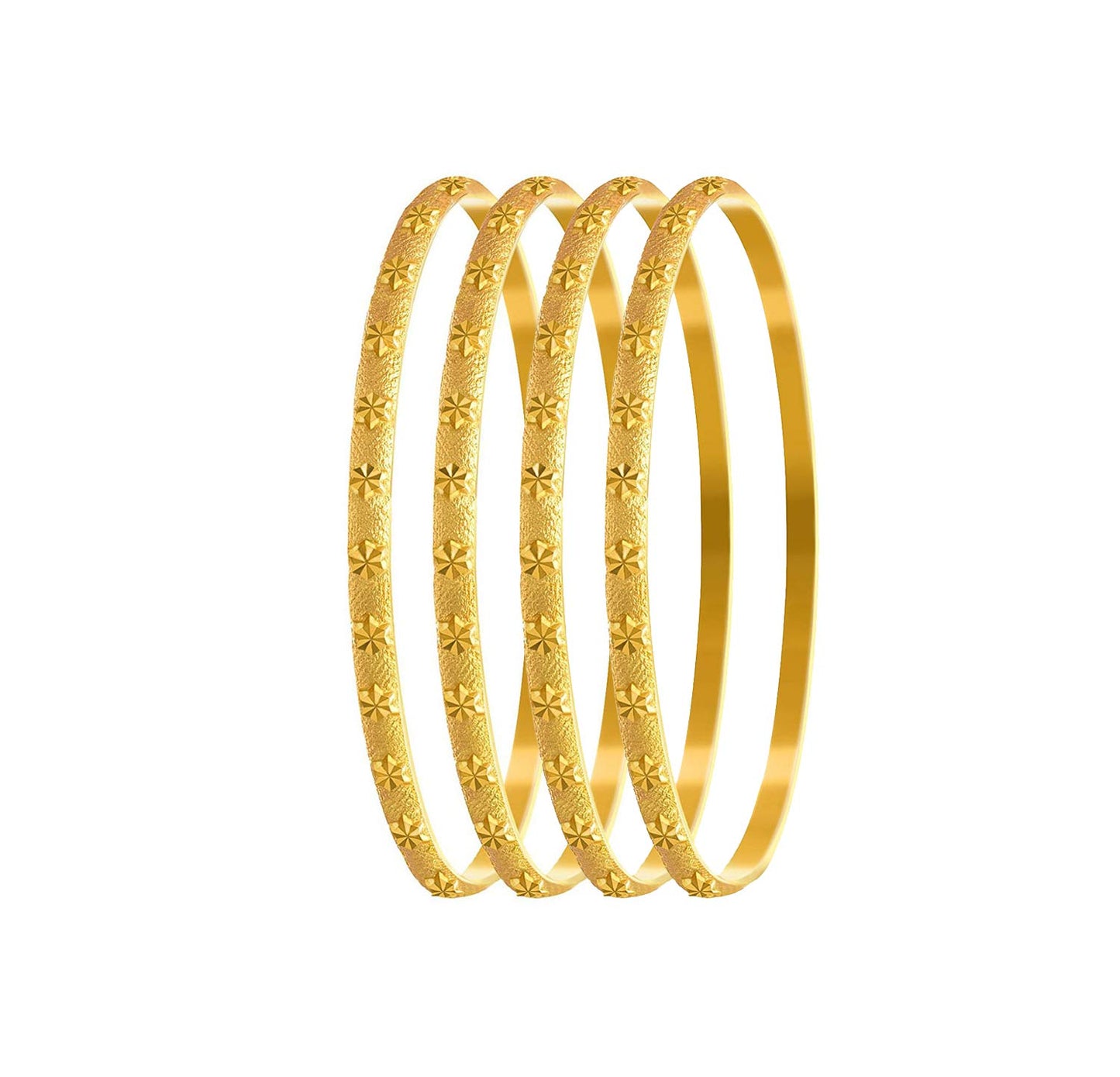One Gram Matt Gold Plated Design Bangle Set (Set Of 4) (Gold)
