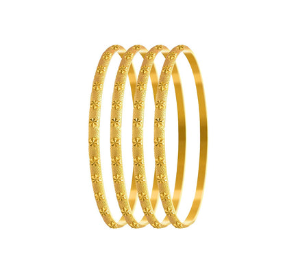 One Gram Matt Gold Plated Design Bangle Set (Set Of 4) (Gold)
