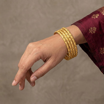 One Gram Matt Gold Plated Design Bangle Set (Set Of 4) (Gold)