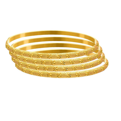One Gram Matt Gold Plated Design Bangle Set (Set Of 4) (Gold)