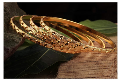 One Gram Matt Gold Plated Design Bangle Set (Set Of 4) (Gold)