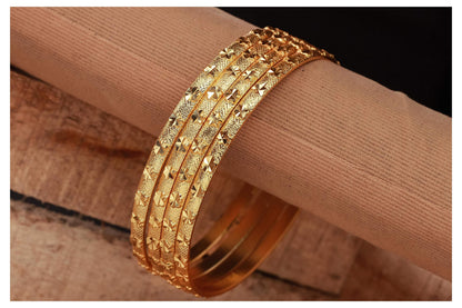 One Gram Matt Gold Plated Design Bangle Set (Set Of 4) (Gold)