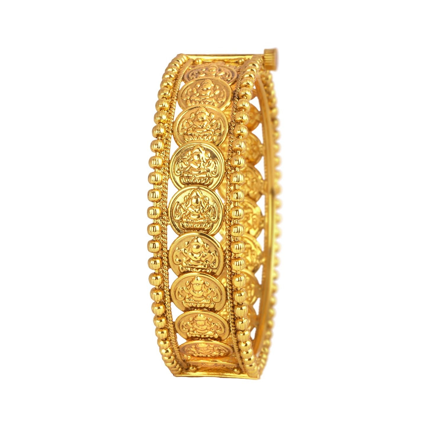 Temple 1G Gold Plated Laxmi Coin Openable Kada
