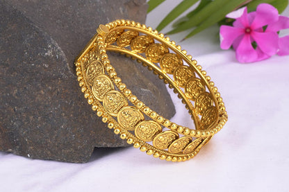 Temple 1G Gold Plated Laxmi Coin Openable Kada