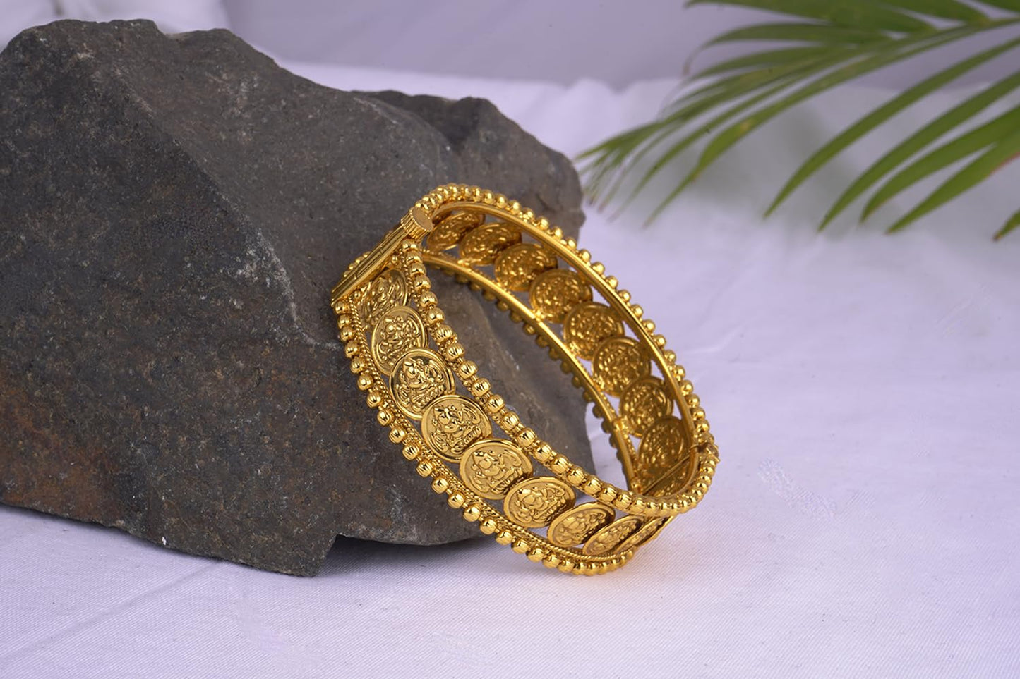 Temple 1G Gold Plated Laxmi Coin Openable Kada