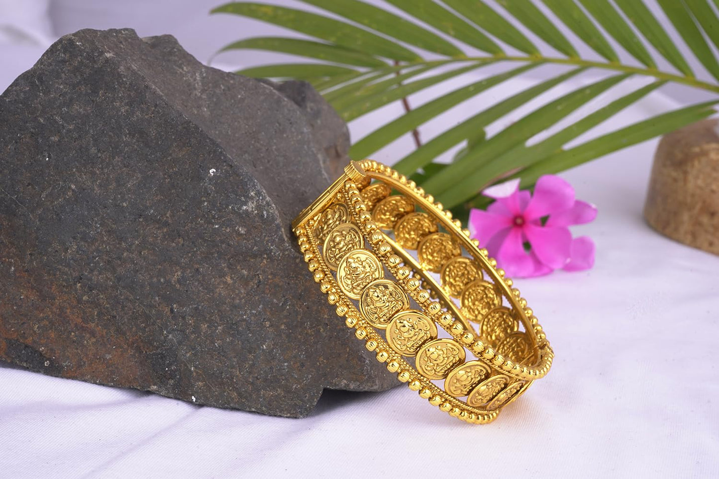 Temple 1G Gold Plated Laxmi Coin Openable Kada
