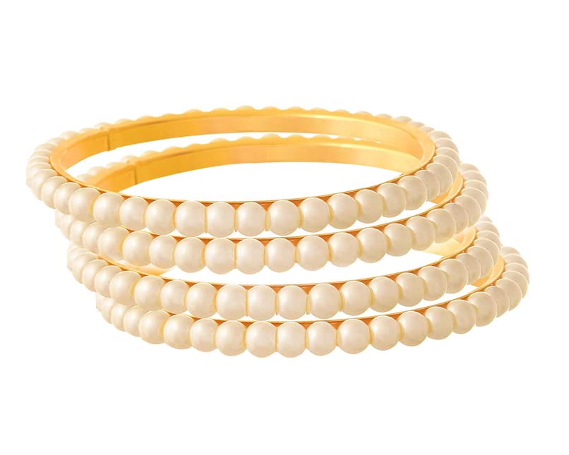One Gram Gold Plated Pearl Bangle Set .(Set Of 4-2.6)
