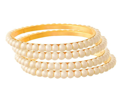 One Gram Gold Plated Pearl Bangle Set .(Set Of 4-2.6)