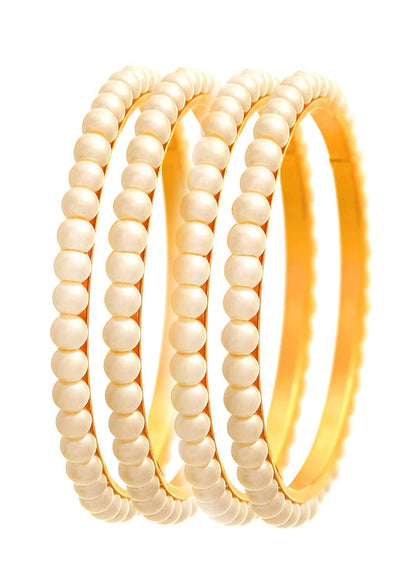 One Gram Gold Plated Pearl Bangle Set .(Set Of 4-2.6)