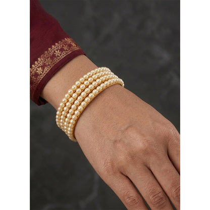 One Gram Gold Plated Pearl Bangle Set .(Set Of 4-2.6)