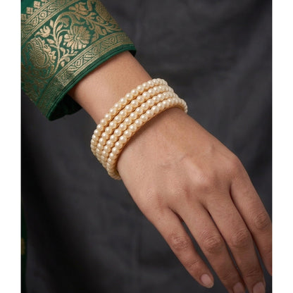 One Gram Gold Plated Pearl Bangle Set .(Set Of 4-2.6)