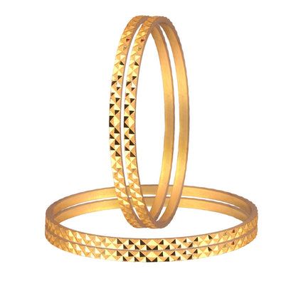 One Gram Gold Plated Cut Work Bangle Set & Women - (Set Of 4)