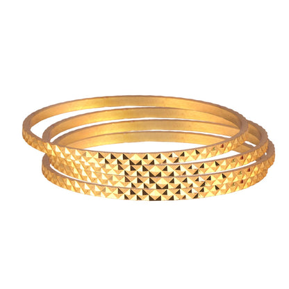 One Gram Gold Plated Cut Work Bangle Set & Women - (Set Of 4)