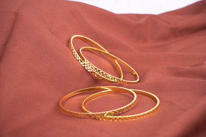 One Gram Gold Plated Cut Work Bangle Set & Women - (Set Of 4)