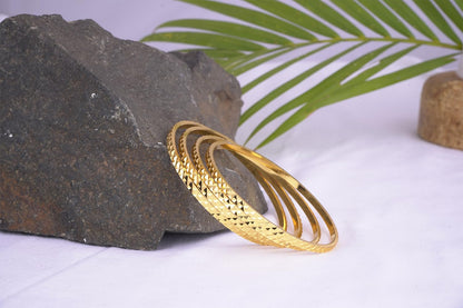 One Gram Gold Plated Cut Work Bangle Set & Women - (Set Of 4)