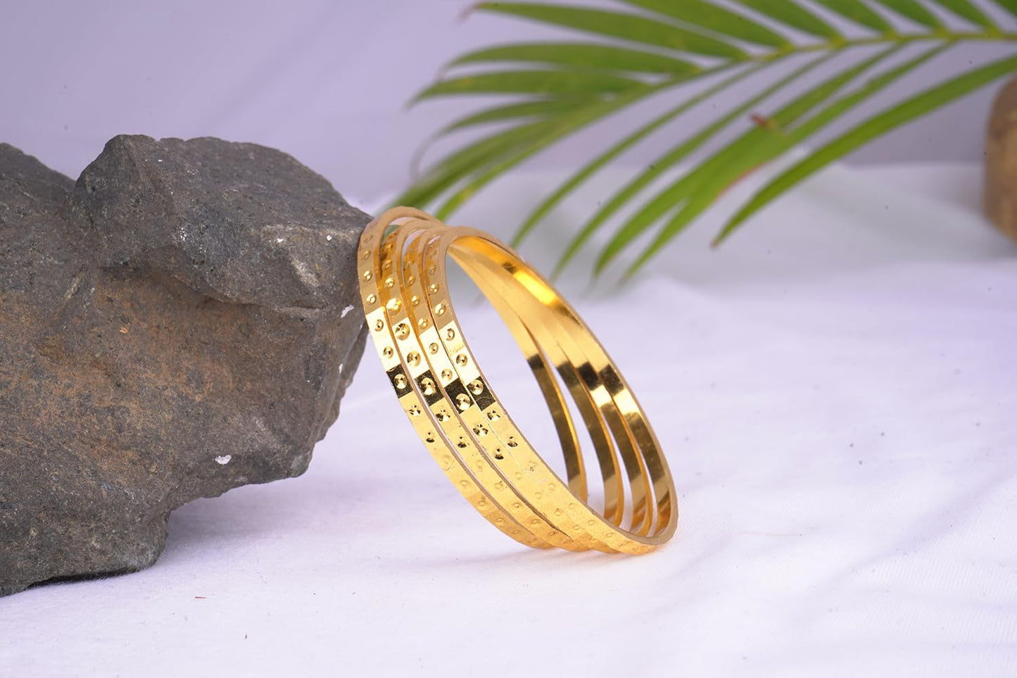 One Gram Gold Plated Cut Work Bangle Set - (Set Of 4)