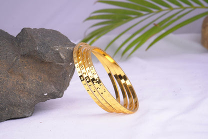 One Gram Gold Plated Cut Work Bangle Set - (Set Of 4)
