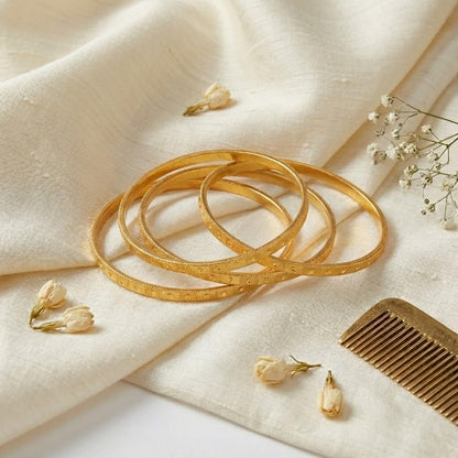One Gram Gold Plated Cut Work Bangle Set - (Set Of 4)