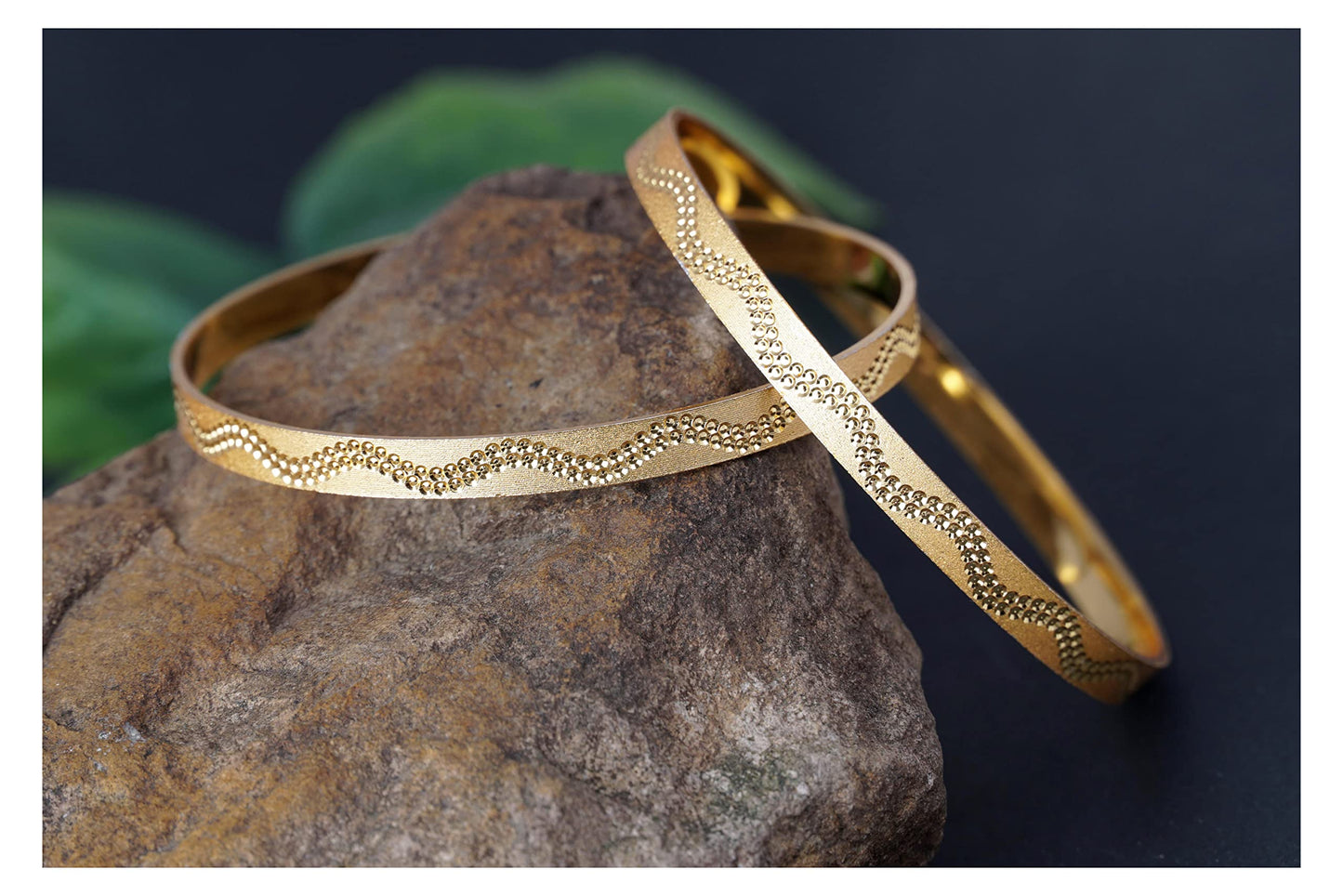 Gold Plated Waves Dotted New Bangles Designs . 2.8