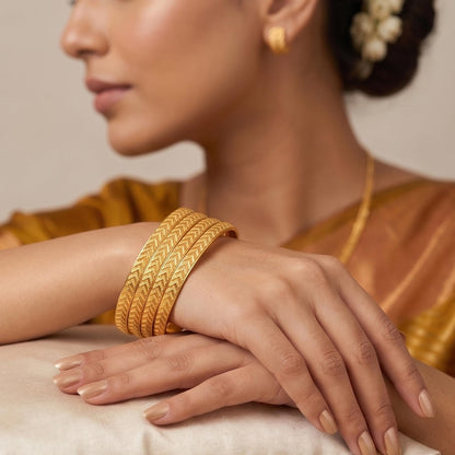 One Gram Gold Plated Bangle Set (Set Of 4)