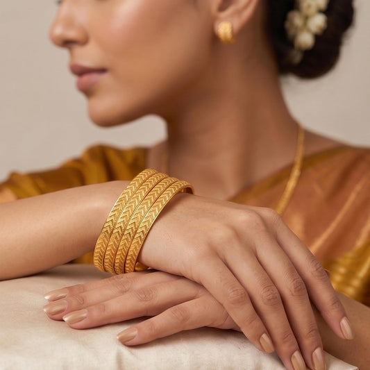One Gram Gold Plated Bangle Set (Set Of 4)