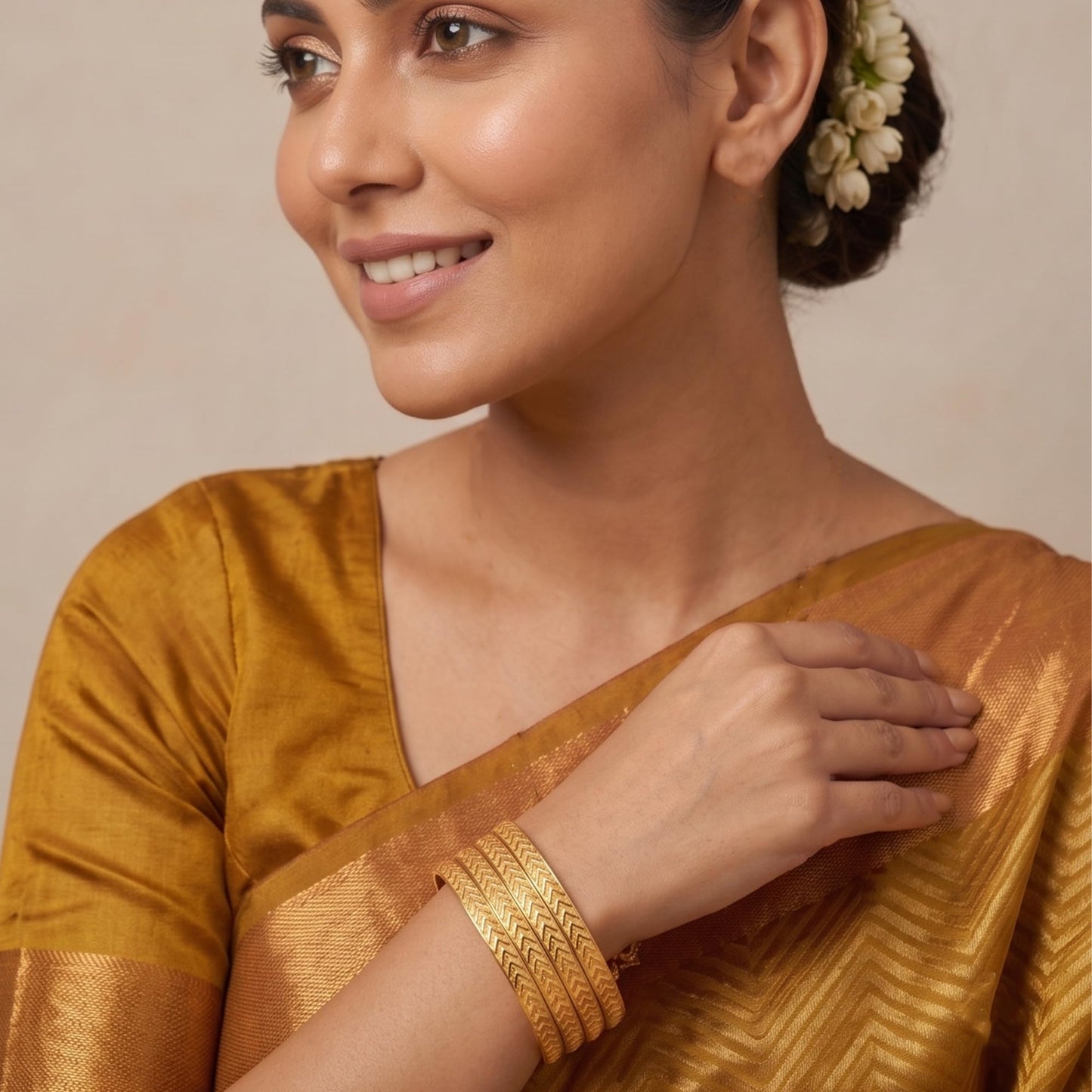 One Gram Gold Plated Bangle Set (Set Of 4)