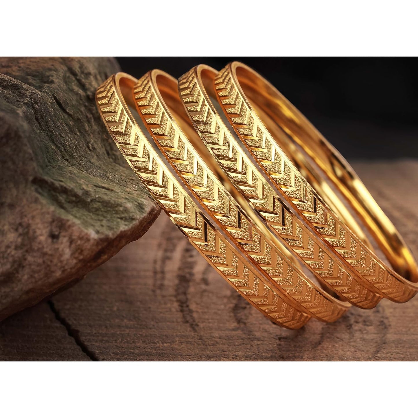 One Gram Gold Plated Bangle Set (Set Of 4)