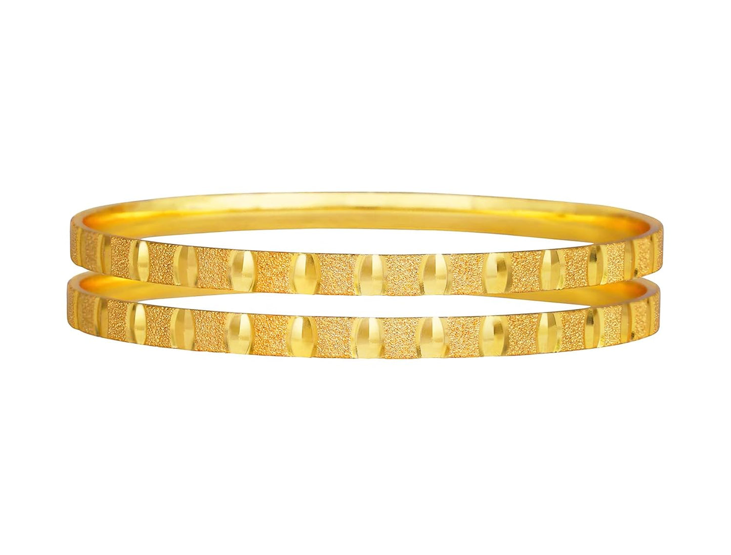 1 Gram Gold Plated Bangle (Set Of 2) (Design 1, 2.6)