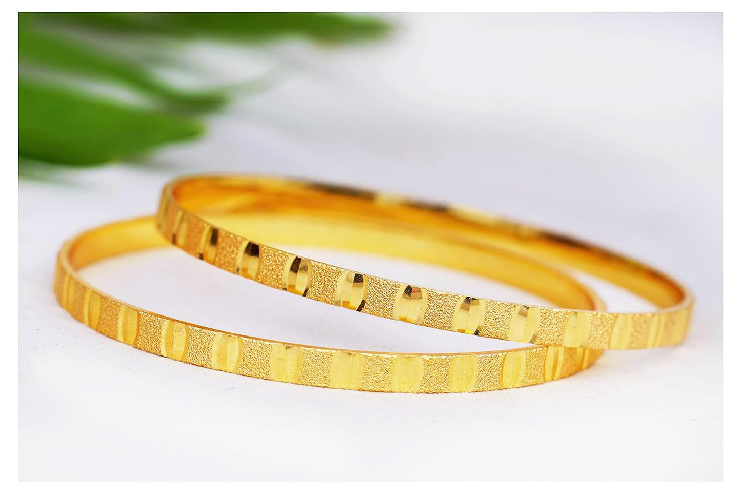 1 Gram Gold Plated Bangle (Set Of 2) (Design 1, 2.6)