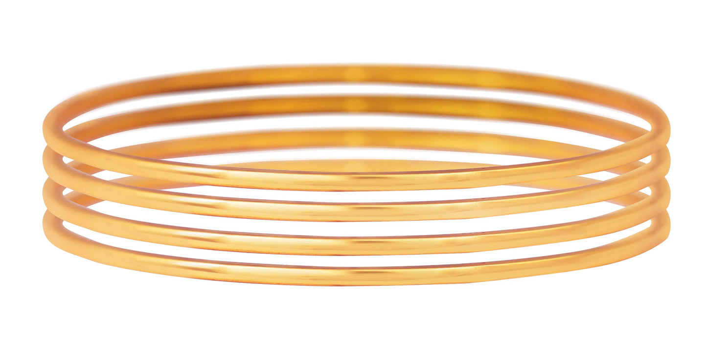 One Gram Micro Gold Plated Bangle Set Gold (Ste Of 4-26)