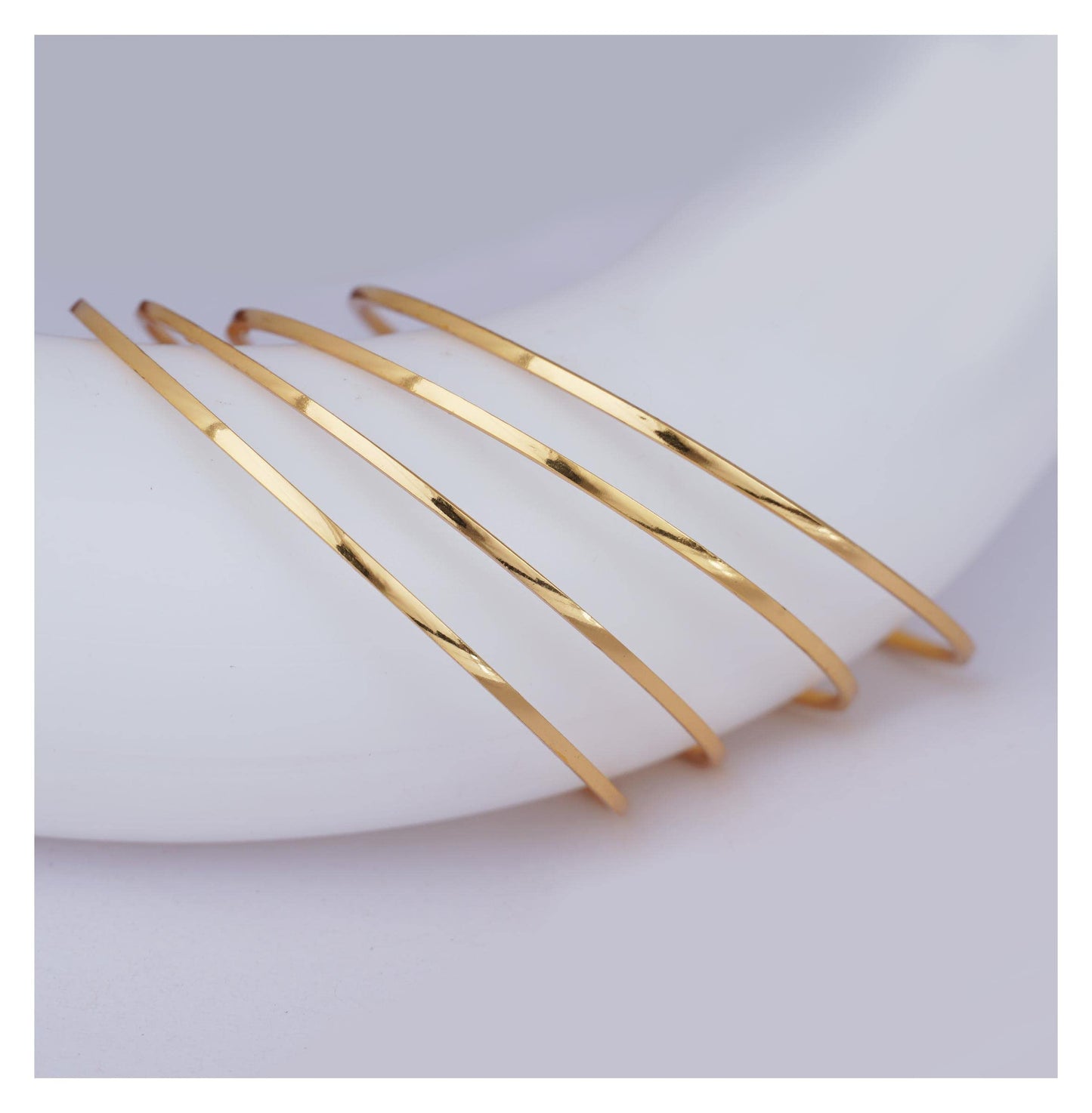 One Gram Micro Gold Plated Bangle Set Gold (Ste Of 4-26)