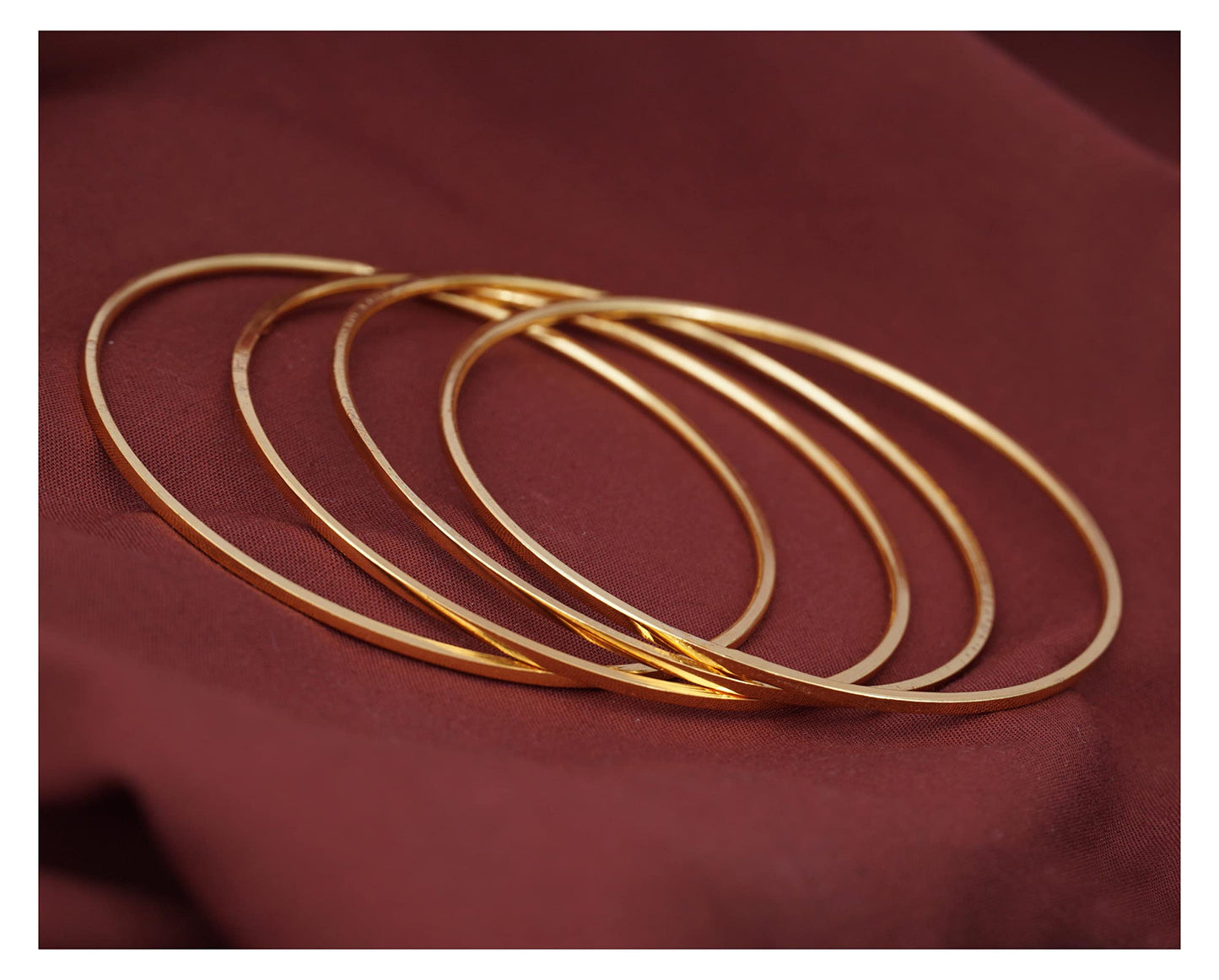 One Gram Micro Gold Plated Bangle Set Gold (Ste Of 4-26)