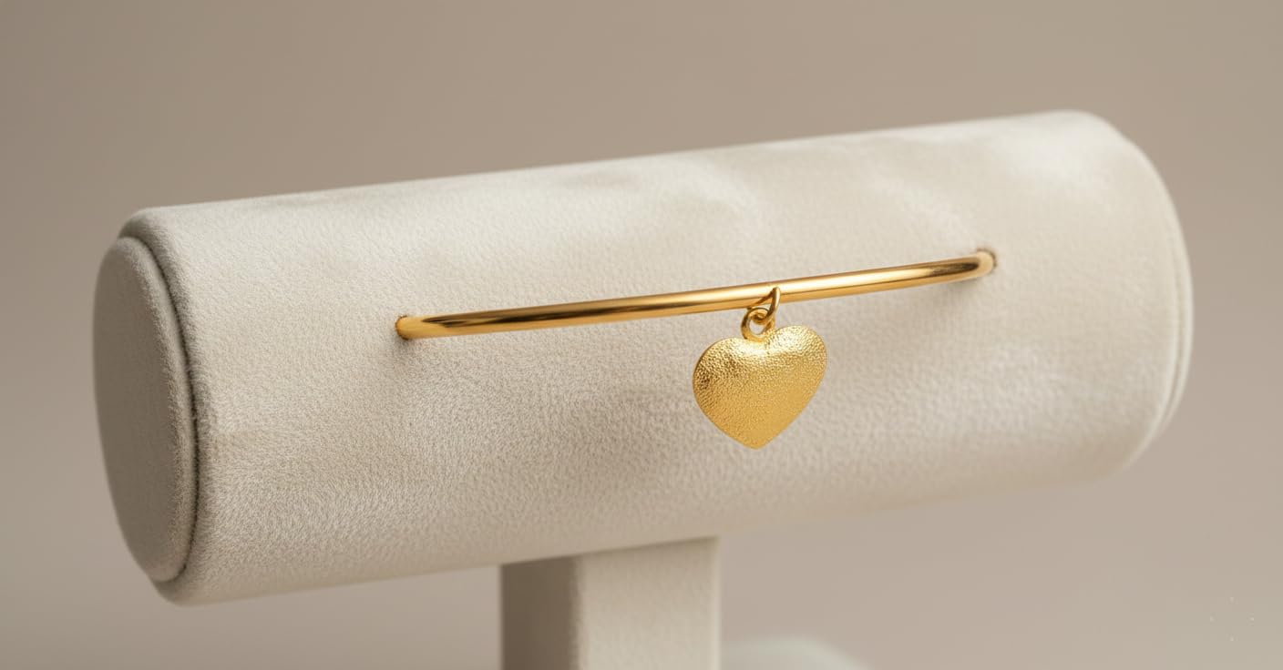 Romantics Day Ideafor Herwomen Wifegirlfriendloverfiancecrush 'S Special One Gram Gold Plated Hanging Heart Banglebracelet.