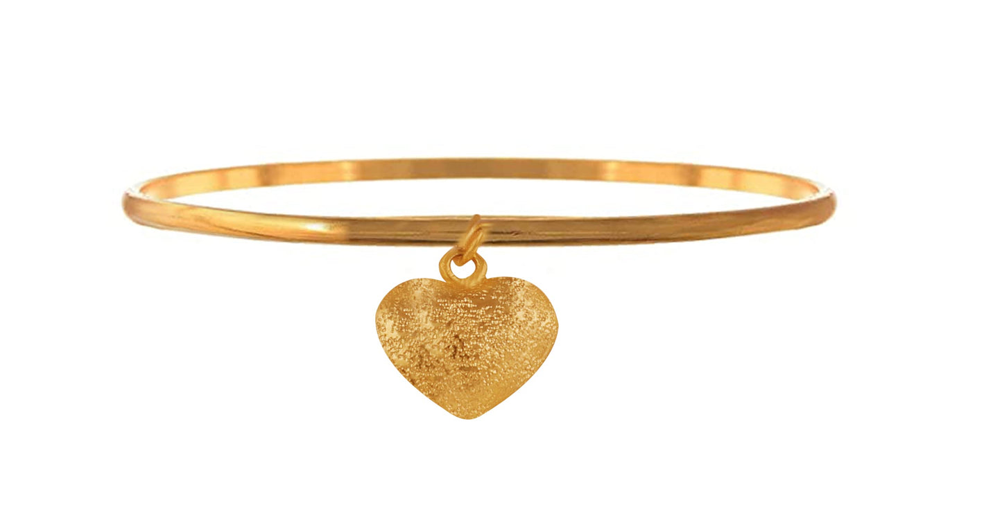 Romantics Day Ideafor Herwomen Wifegirlfriendloverfiancecrush 'S Special One Gram Gold Plated Hanging Heart Banglebracelet.